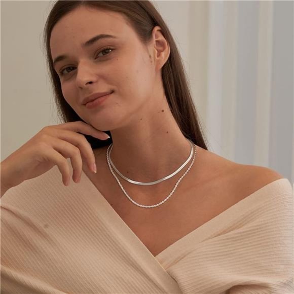 CHESKY 14K Gold/Silver Plated Snake Chain Necklace Herringbone Necklace Gold - Picture 2 of 7